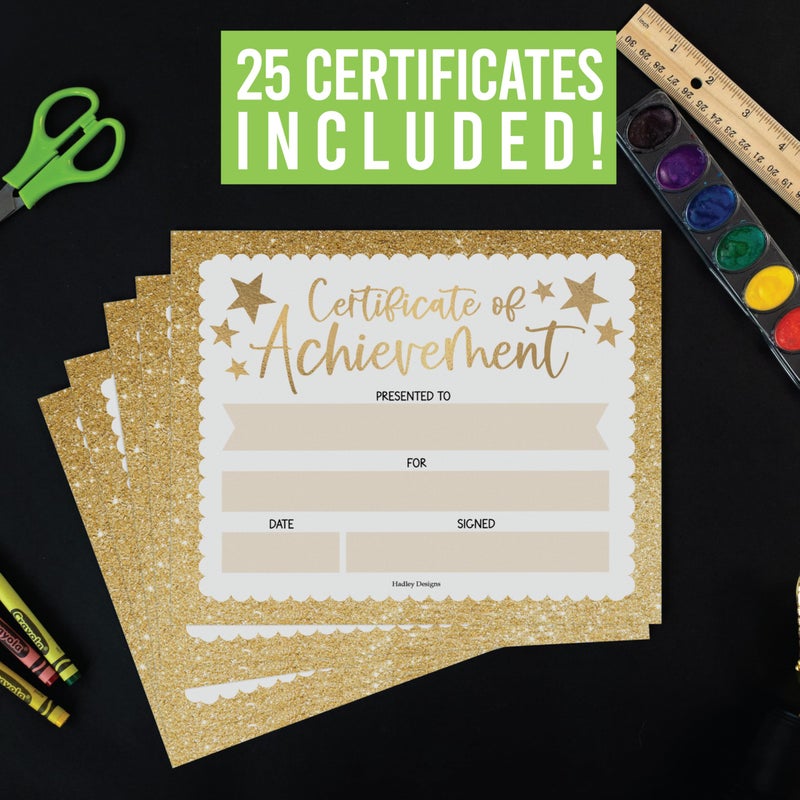 Hadley Designs 25 Certificate of Achievement Awards - 8 x 10 "" Student Award Certificates for Kids, Blank Award Certificate Paper, Preschool & Kindergarten Graduation Certificates - Image 2